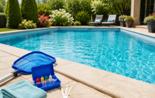 Piscina pronta para o verão com kit de manutenção e água limpa